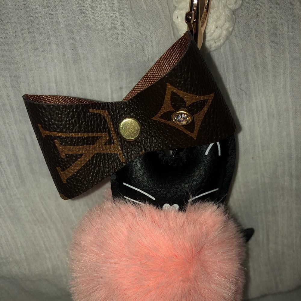 Cat keychain, Fur pom pom, Handbag charm